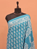 Sky Blue Pure Mulmul Cotton Saree  1