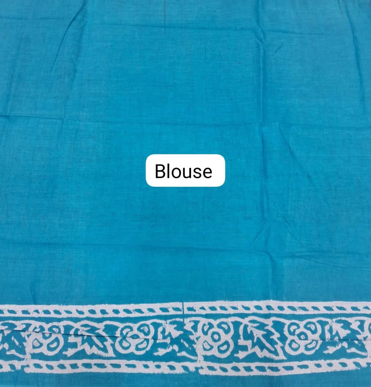 Sky Blue Pure Mulmul Cotton Saree Blouse