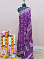 Wine Mulmul Cotton Saree