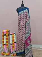 Pink Pure Mulmul Cotton Saree