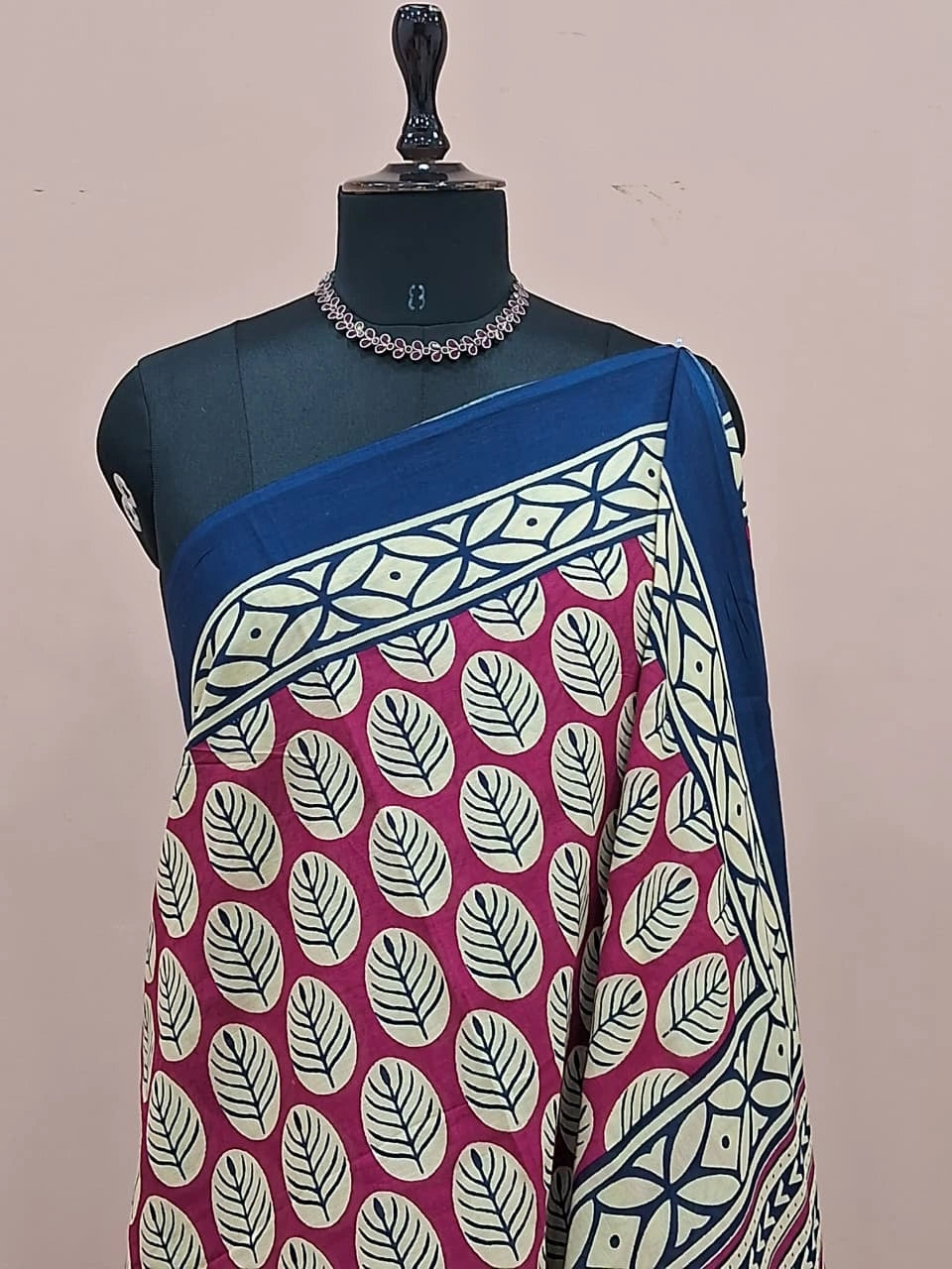 Pink Pure Mulmul Cotton Saree 1
