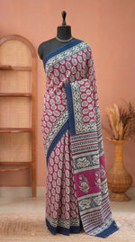 Pink Pure Mulmul Cotton Saree