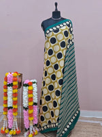 Olive Green Mulmul Cotton Saree