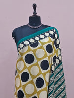 Olive Green Mulmul Cotton Saree 1