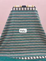 Olive Green Mulmul Cotton Saree pallu