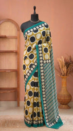 Olive Green Mulmul Cotton Saree