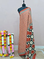 Orange Mulmul Cotton Saree