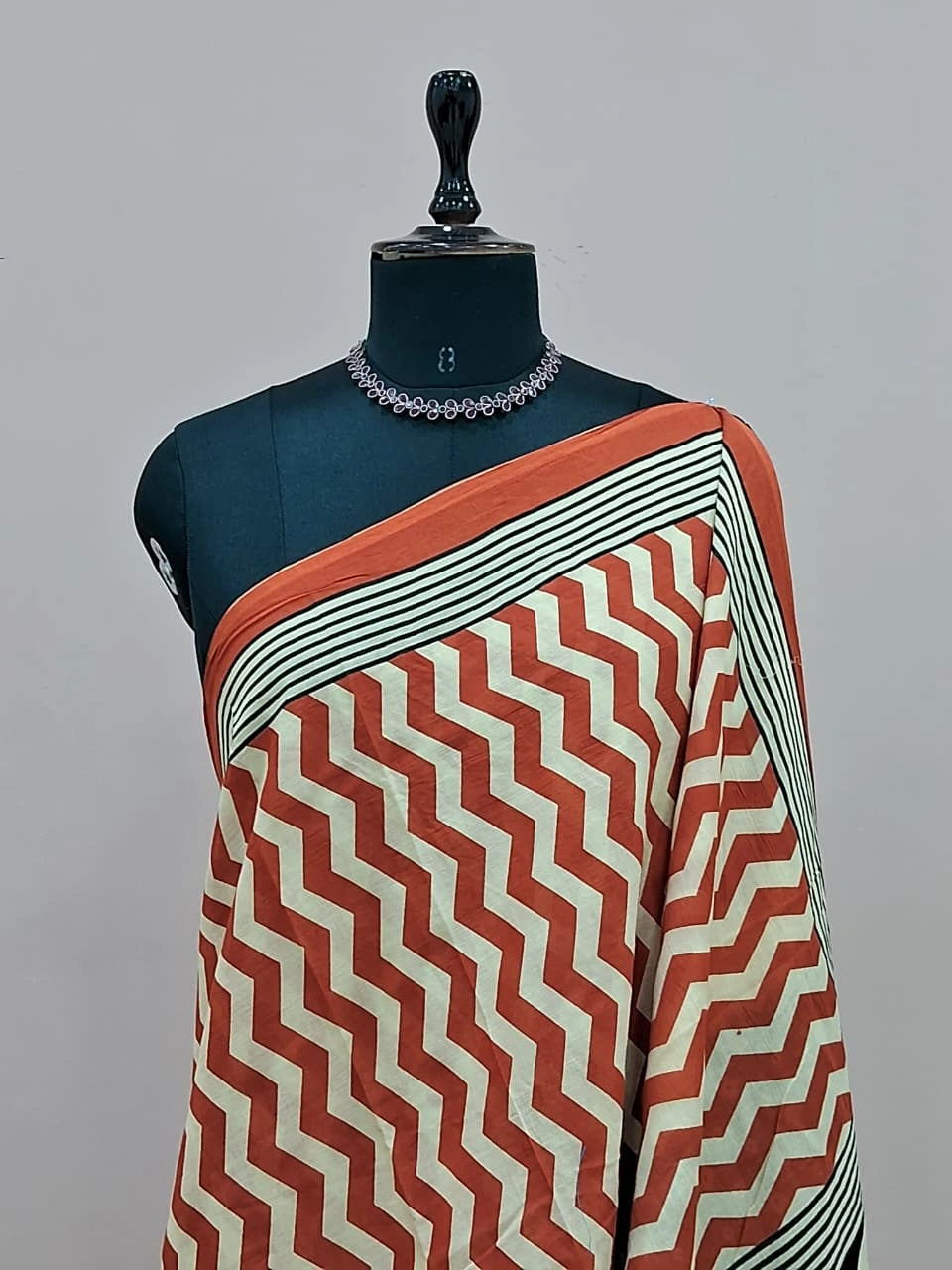 Orange Mulmul Cotton Saree 1