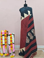 Maroon Plain Mulmul Cotton Saree