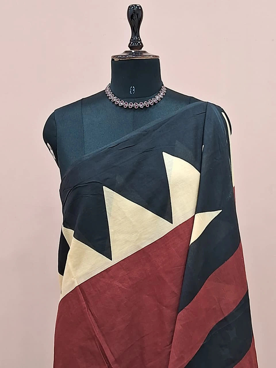 Maroon Plain Mulmul Cotton Saree 1
