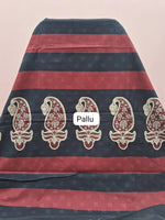 Maroon Plain Mulmul Cotton Saree Pallu