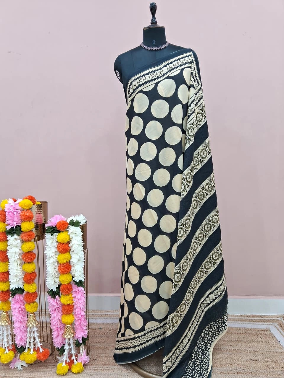 Black Pure Mulmul Cotton Saree