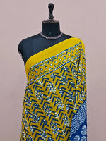 Mustard Yellow Mulmul Cotton Saree 1