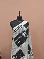 White and Black Mulmul Cotton Saree 1