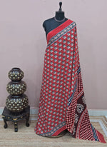Tomato Red Mulmul Cotton Saree