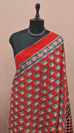 Tomato Red Mulmul Cotton Saree 1