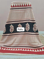Beige Mulmul Cotton Saree pallu