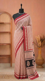 Beige Mulmul Cotton Saree 