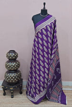 Purple Mulmul Cotton Saree