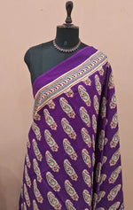 Purple Mulmul Cotton Saree 1