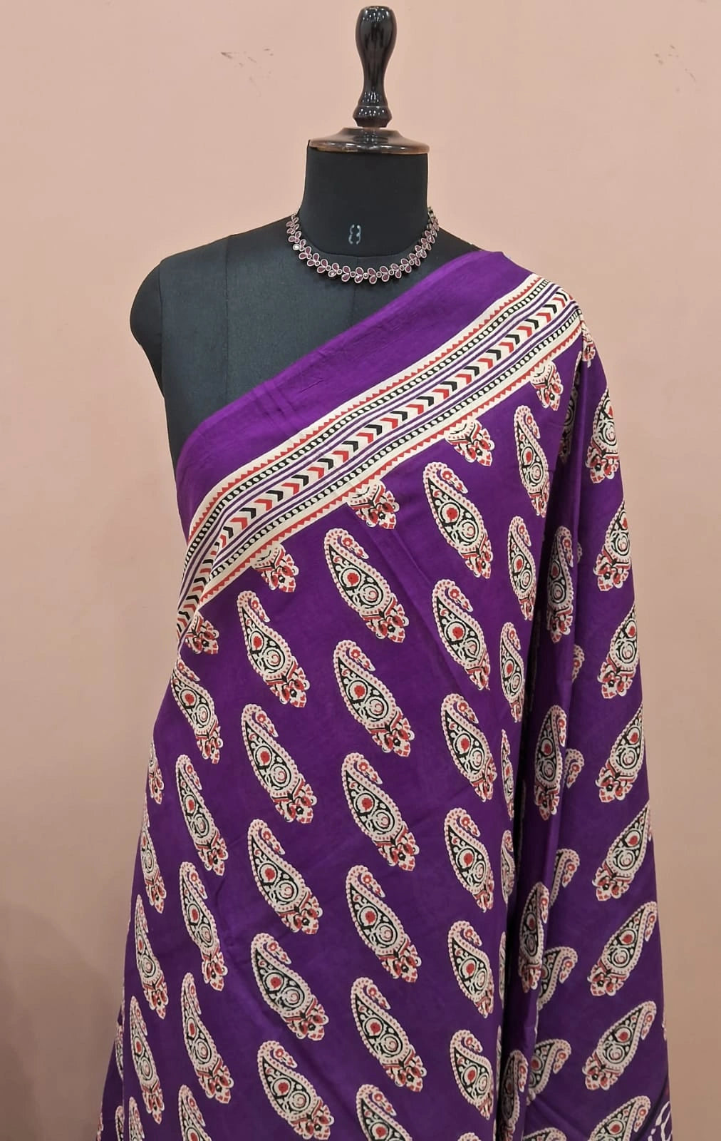 Purple Mulmul Cotton Saree 1