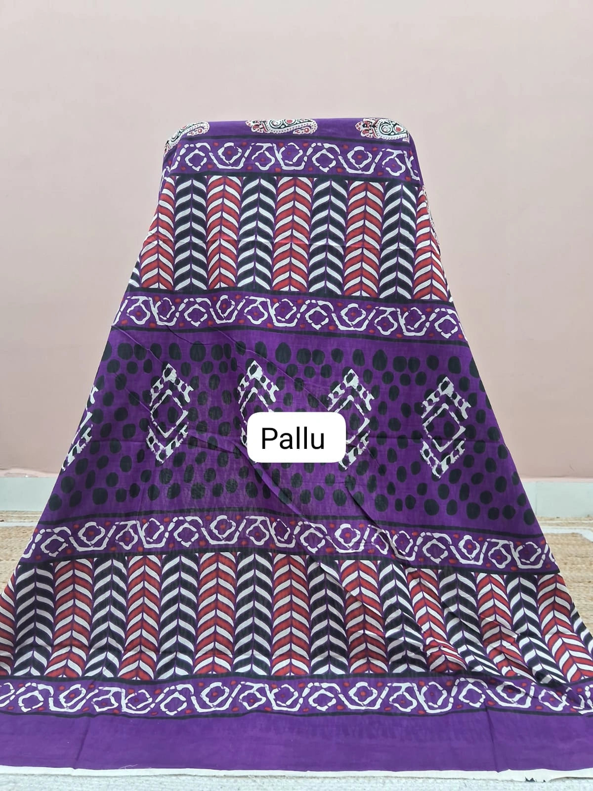 Purple Mulmul Cotton Saree Pallu