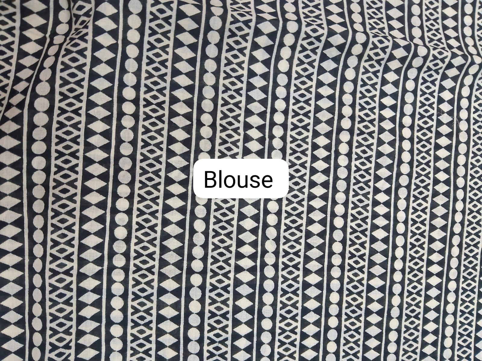 Caribbean Blue Mulmul Cotton Saree  Blouse