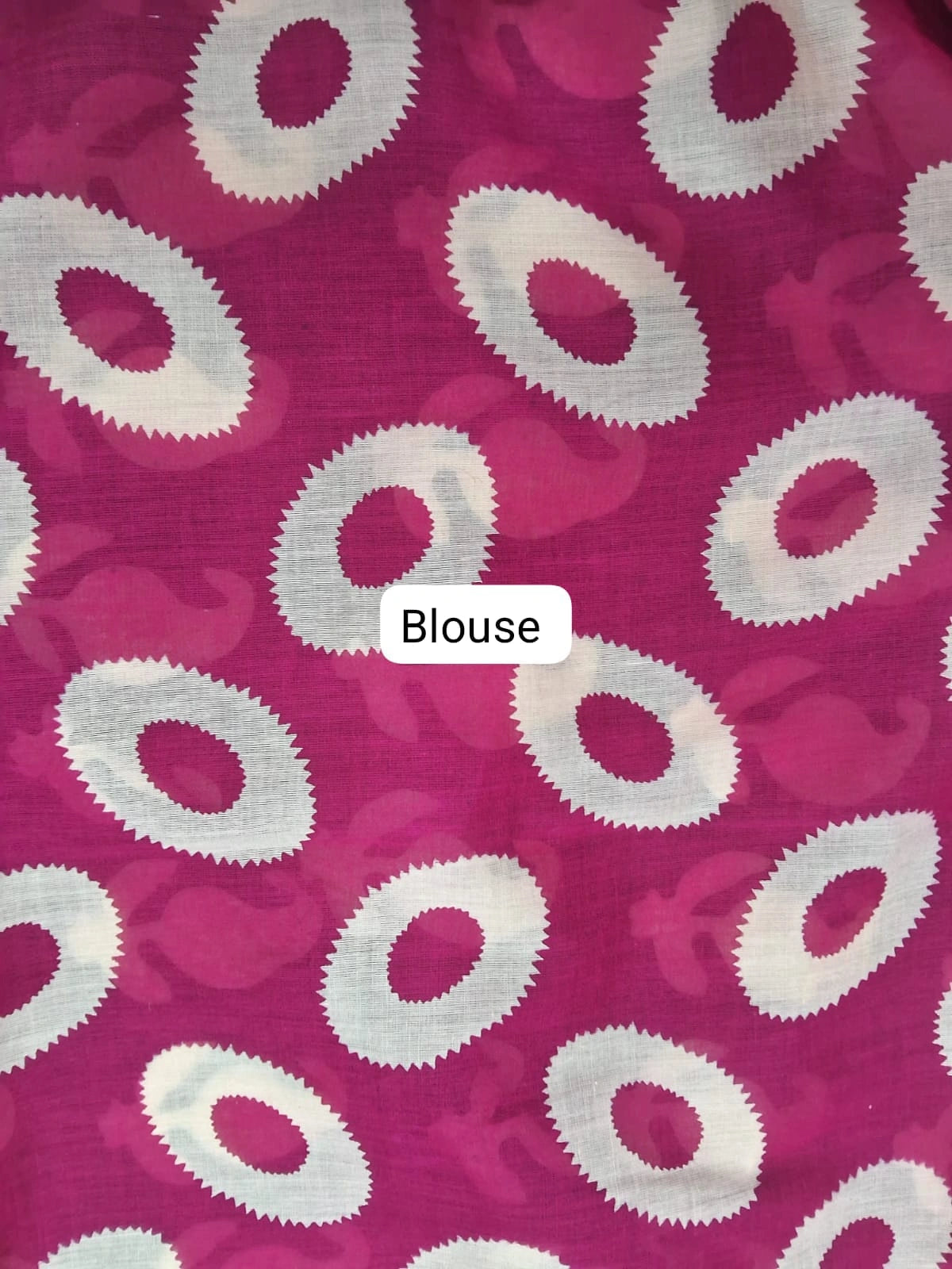 Rani Pink Mulmul Cotton Saree Blouse