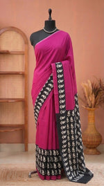 Rani Pink Mulmul Cotton Saree