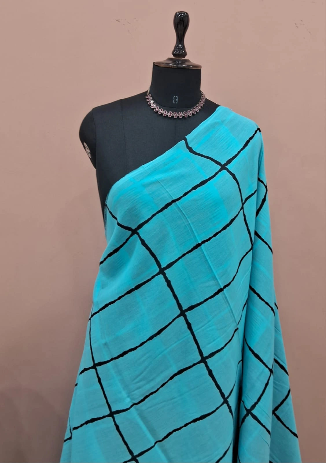 Sky Blue Pure Mulmul Cotton Saree  1