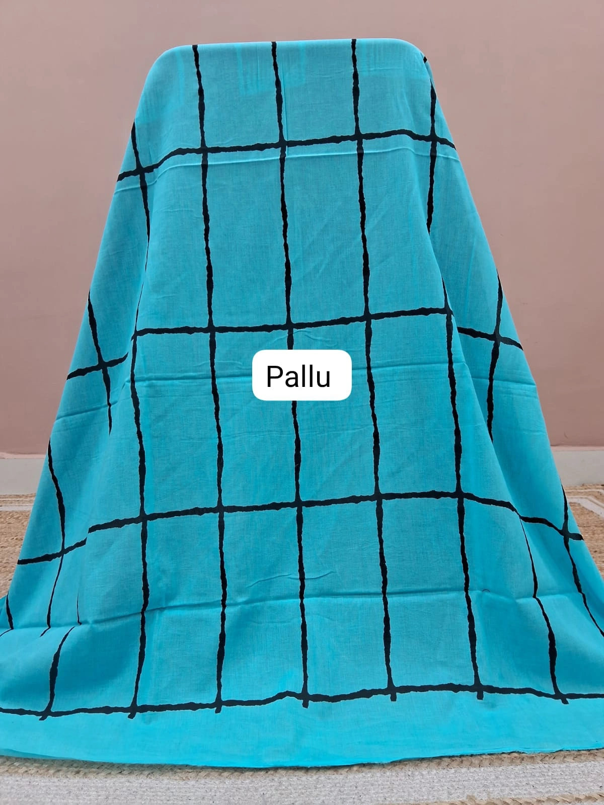 Sky Blue Pure Mulmul Cotton Saree Pallu
