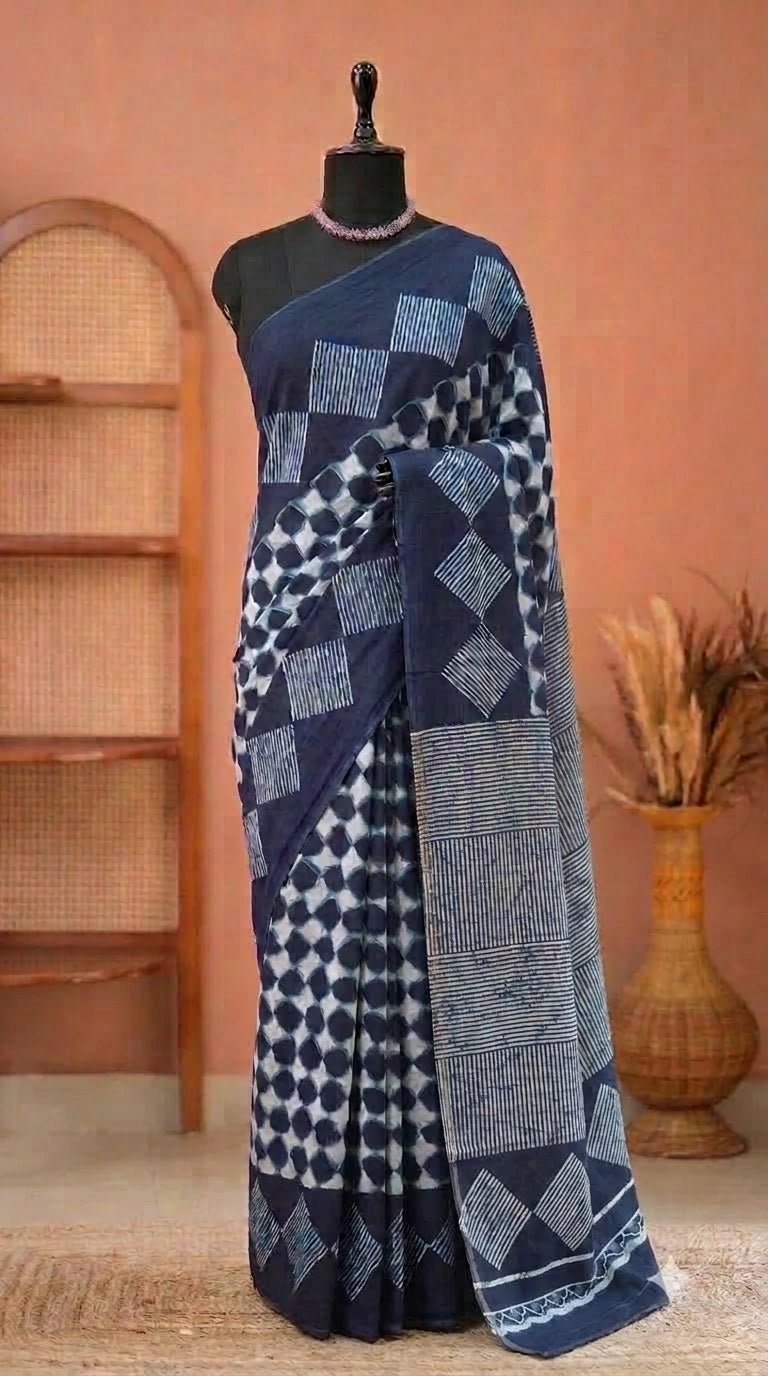 White Mulmul Cotton Saree