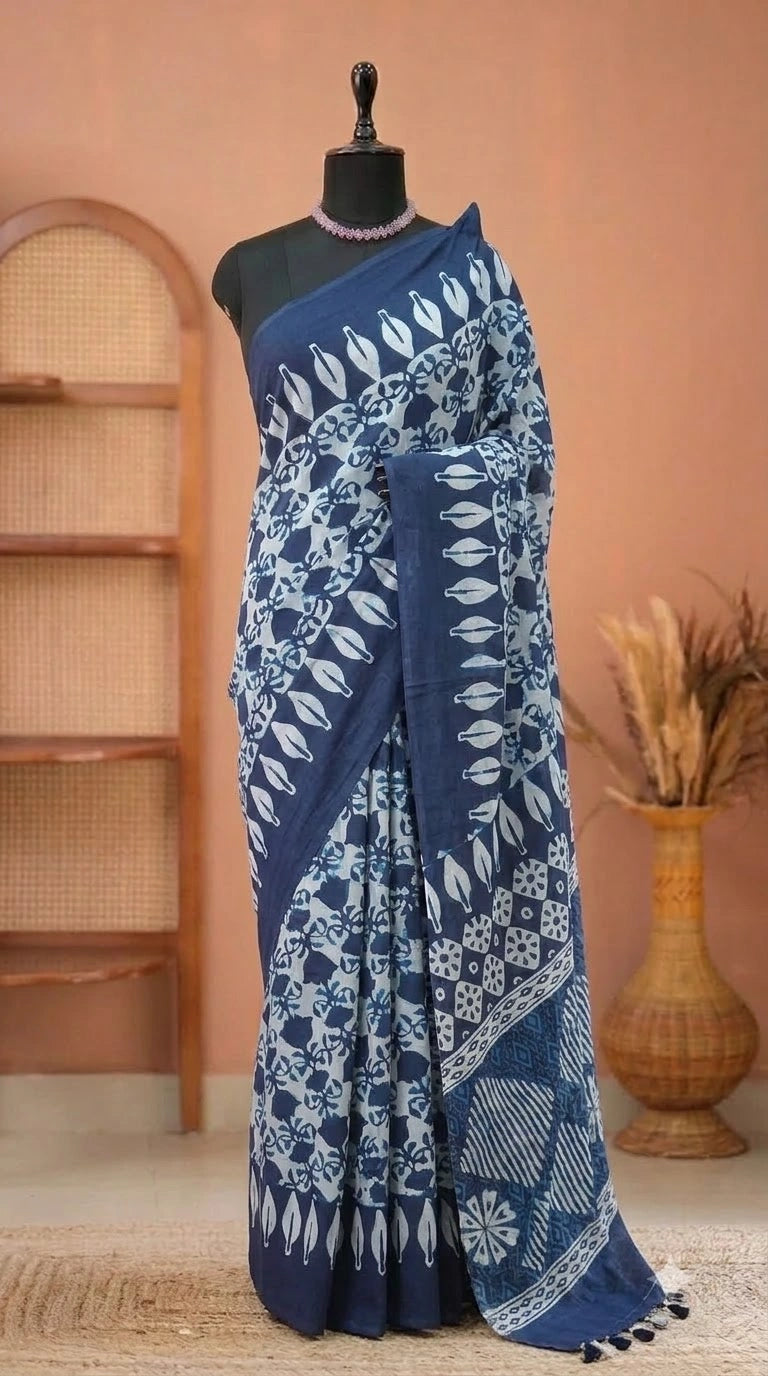 White Pure Mulmul Cotton Saree