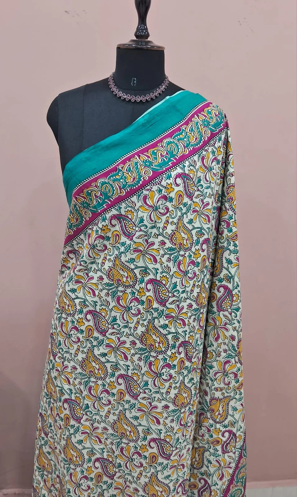 Light Pista Green Mulmul Cotton Saree 1