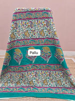 Light Pista Green Mulmul Cotton Saree Pallu