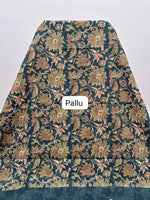 Olive Green Mulmul Cotton Saree Pallu