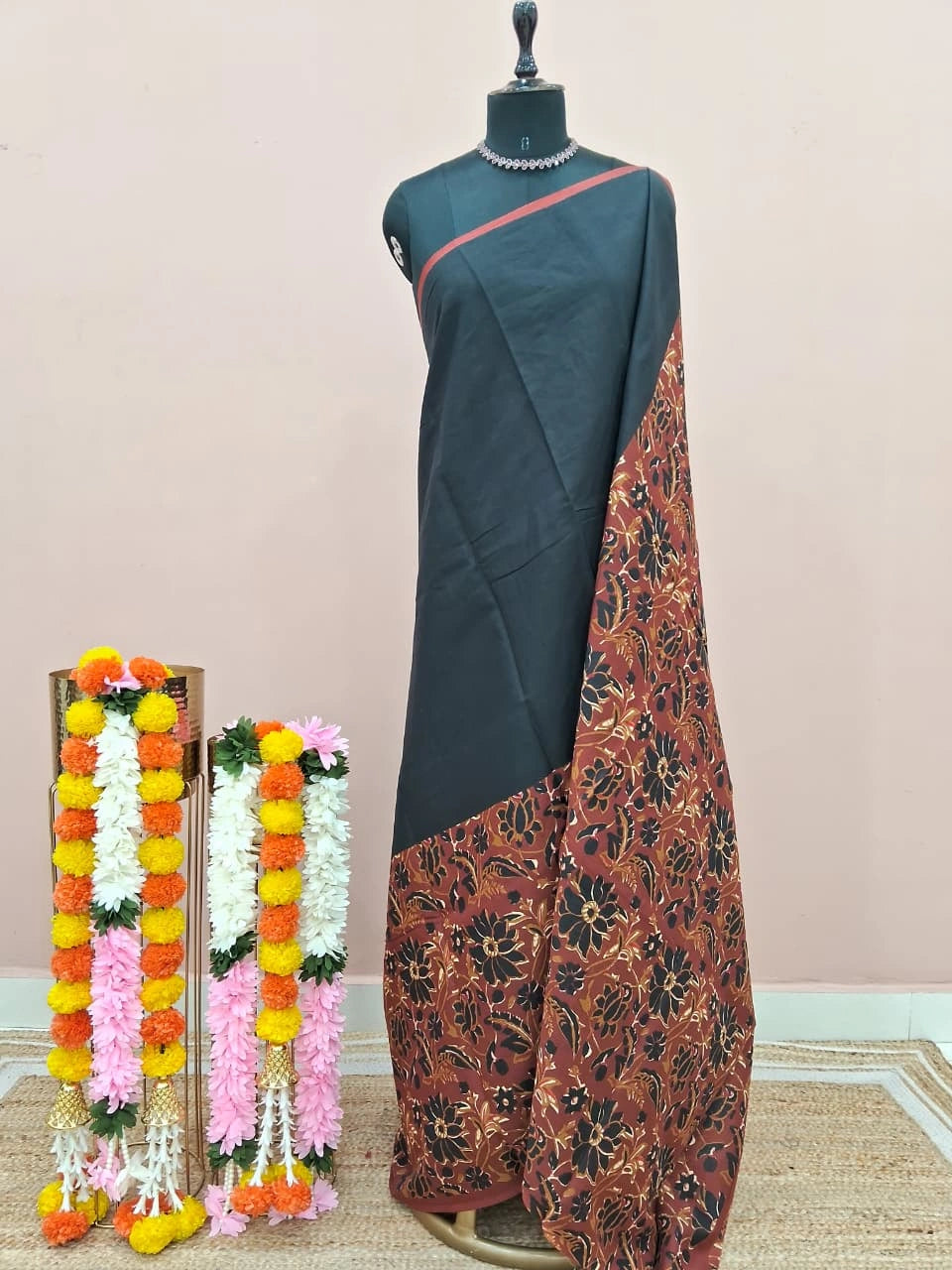Black Mulmul Cotton Saree