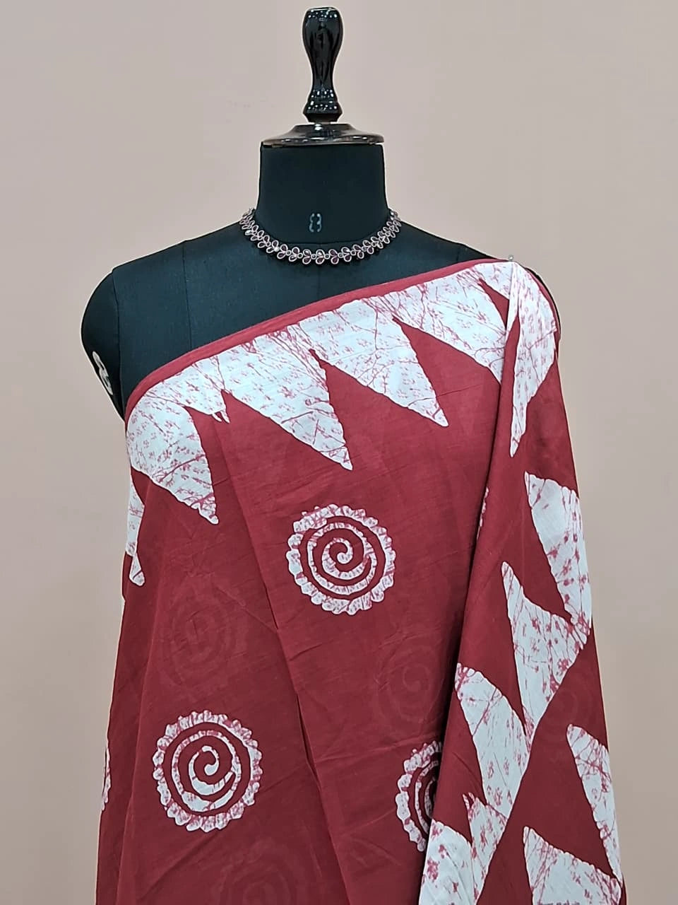 Red Mulmul Cotton Saree 1