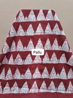 Red Mulmul Cotton Saree Pallu