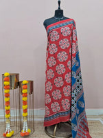 Tomato Red Mulmul Cotton Saree 