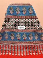 Tomato Red Mulmul Cotton Saree pallu