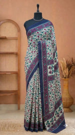 Light Pista Green Mulmul Cotton Saree 