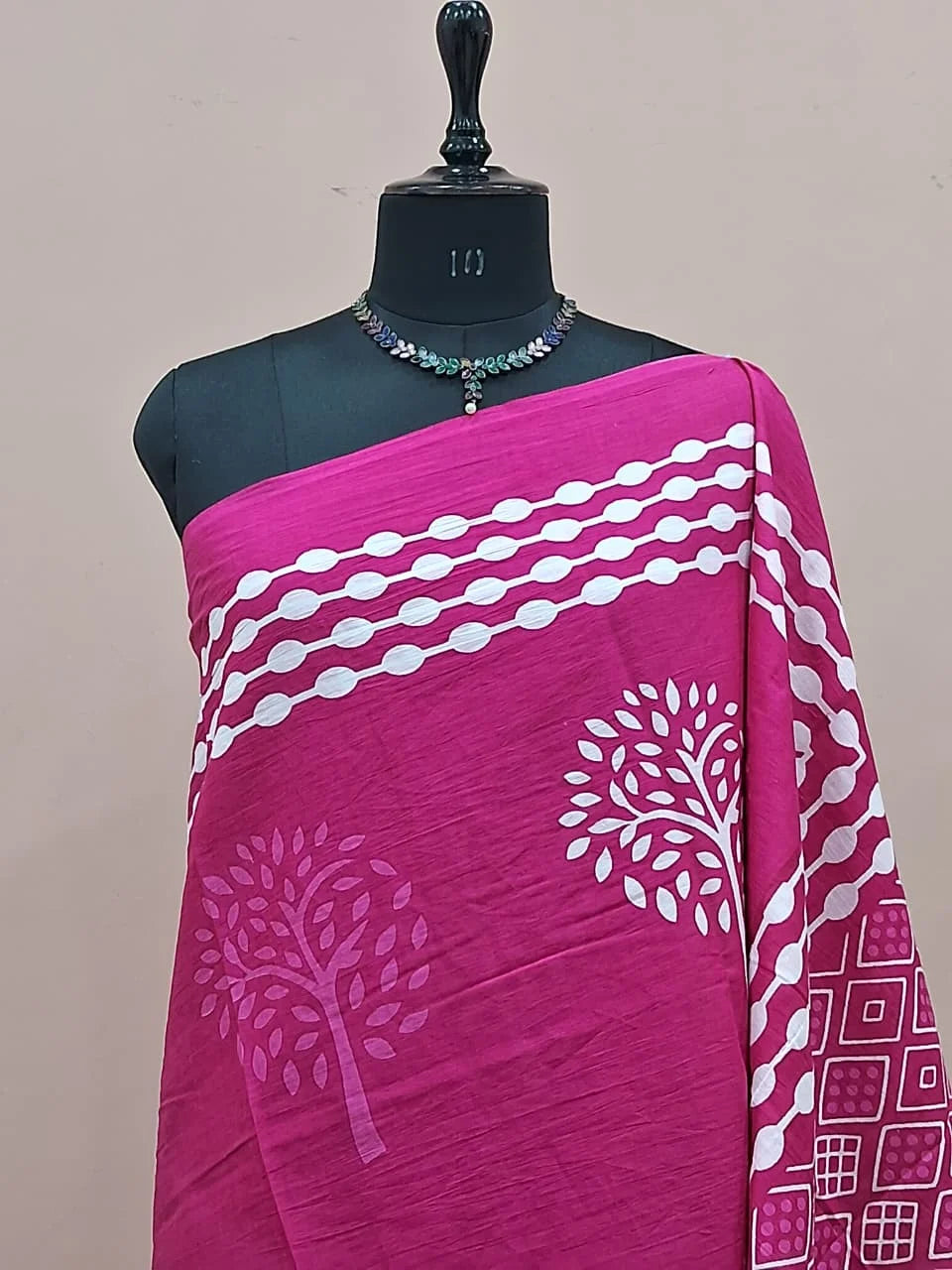Pink Mulmul Cotton Saree 1