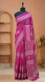 Pink Mulmul Cotton Saree 