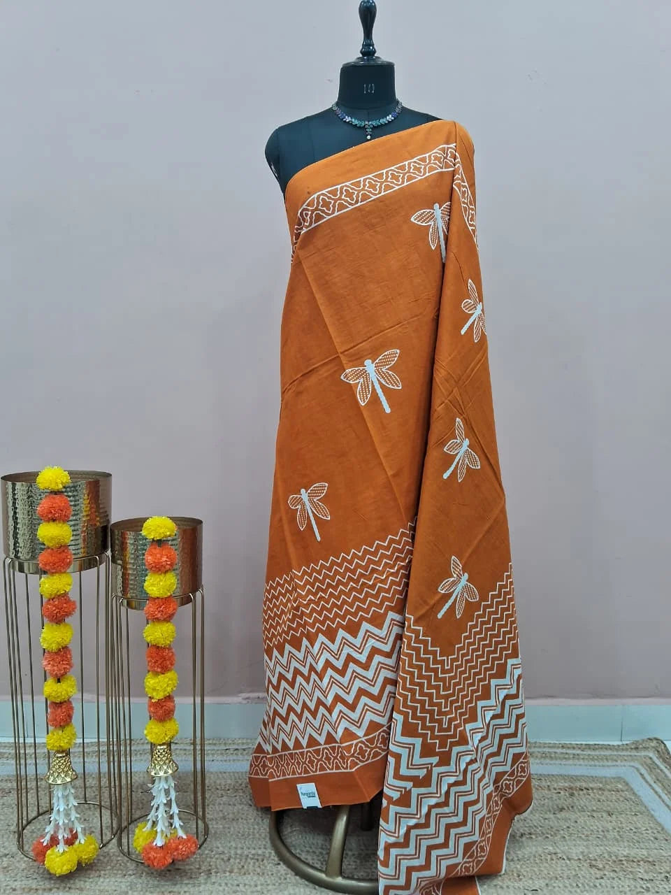 Dark Mustard Yellow Mulmul Cotton Saree 