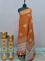 Dark Mustard Yellow Mulmul Cotton Saree 