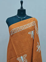Dark Mustard Yellow Mulmul Cotton Saree 1
