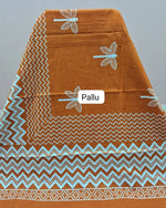 Dark Mustard Yellow Mulmul Cotton Saree pallu