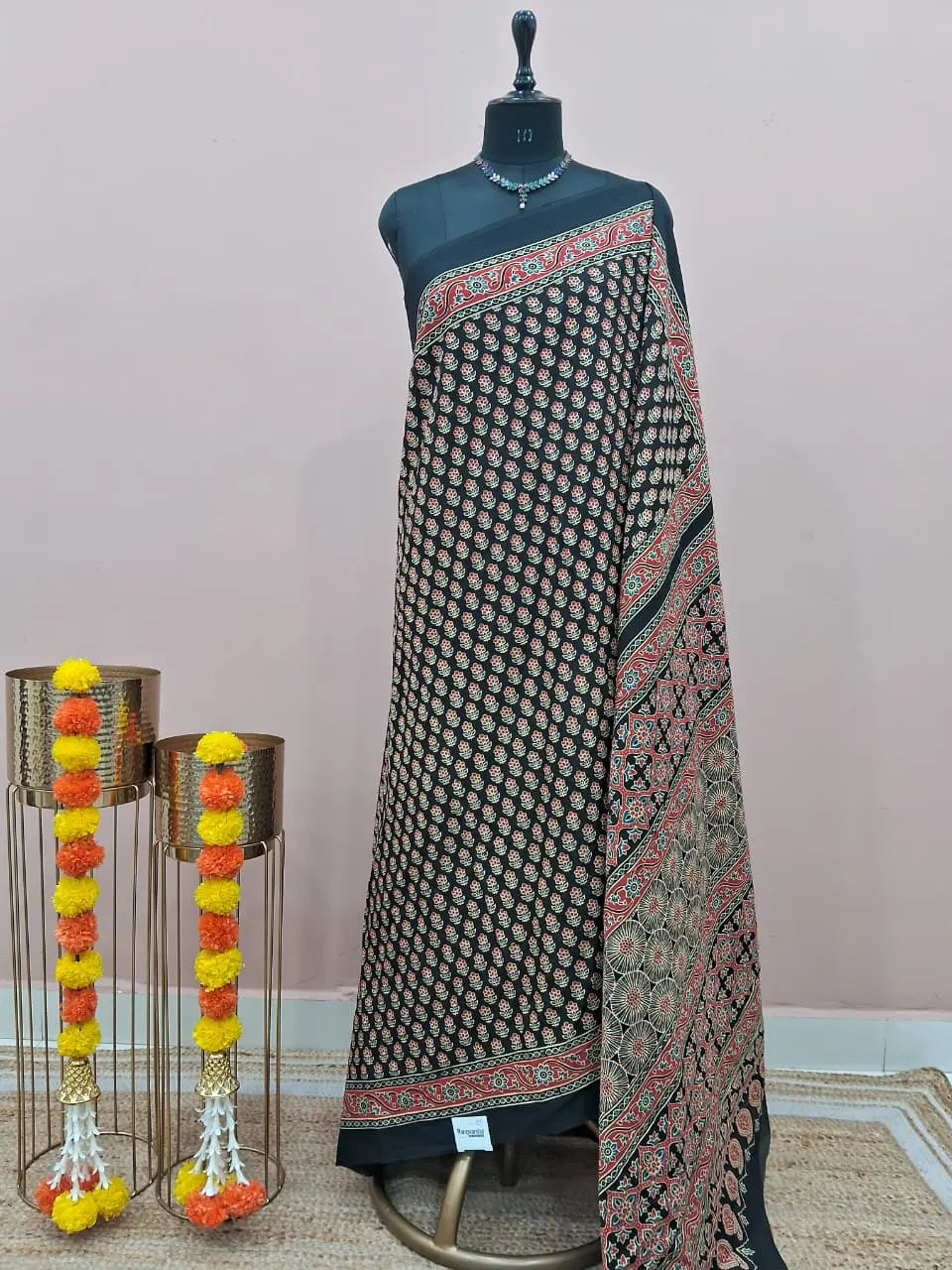 Black Pure Mulmul Cotton Saree 