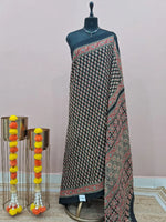 Black Pure Mulmul Cotton Saree 